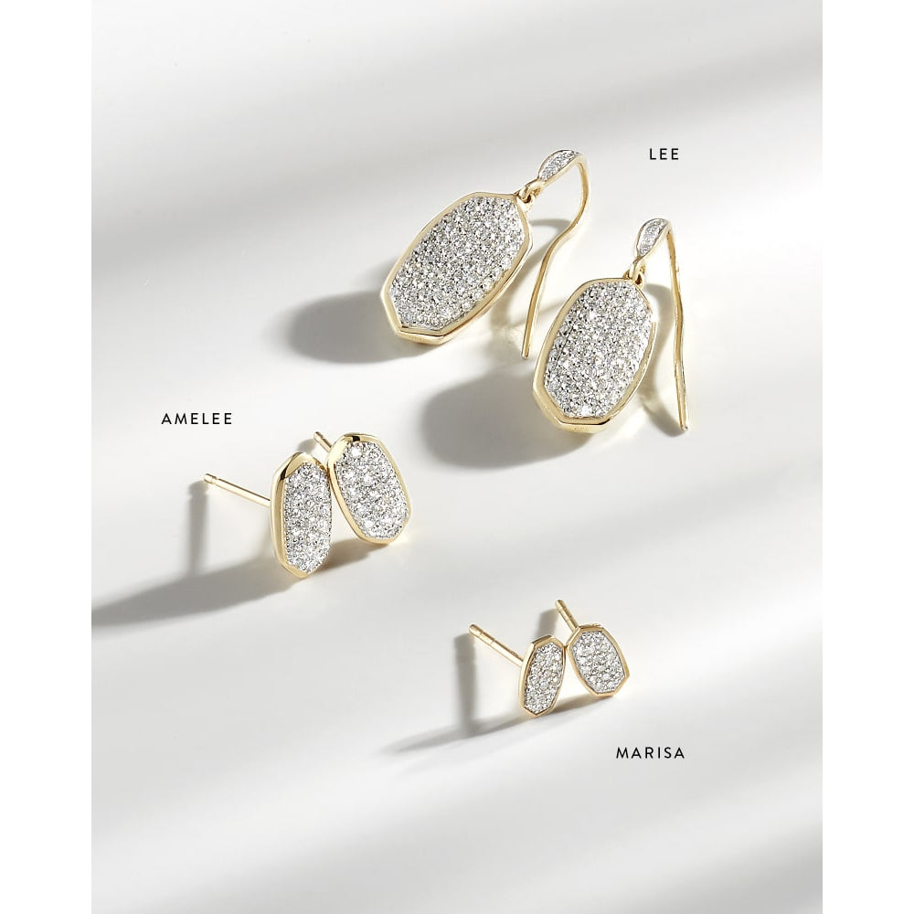 Kendra Scott Amelee Stud Earrings Crafted from 14k Gold with Pave-Set Diamonds