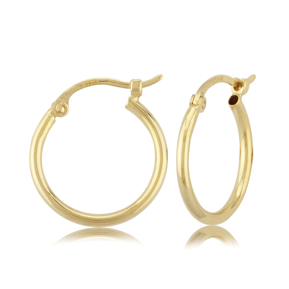 Exquisite 14K Gold Polished Hoop Earrings with Lever Back Posts
