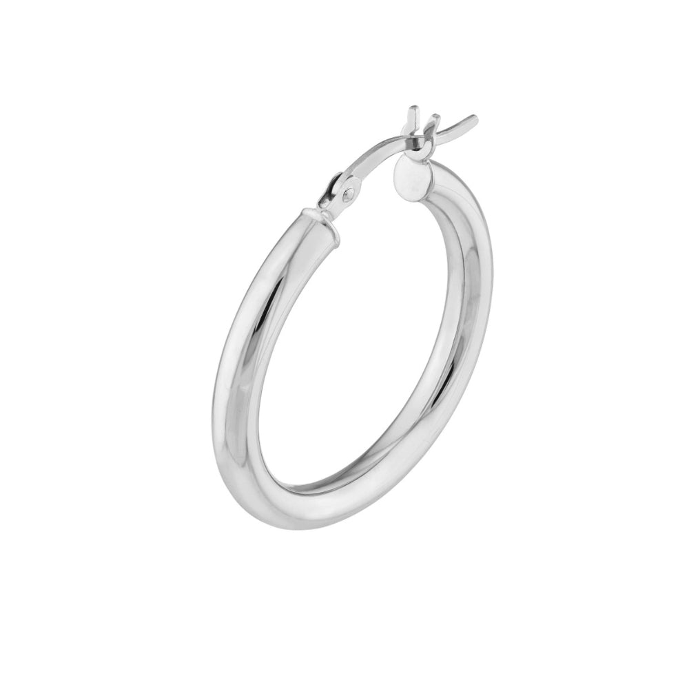 Exquisite 14k White Gold Polished Circular Hoop Earrings for Women