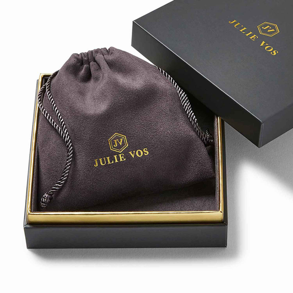Julie Vos Noel Stone Mixed Metal Hoop Earrings in 24k Gold Plate