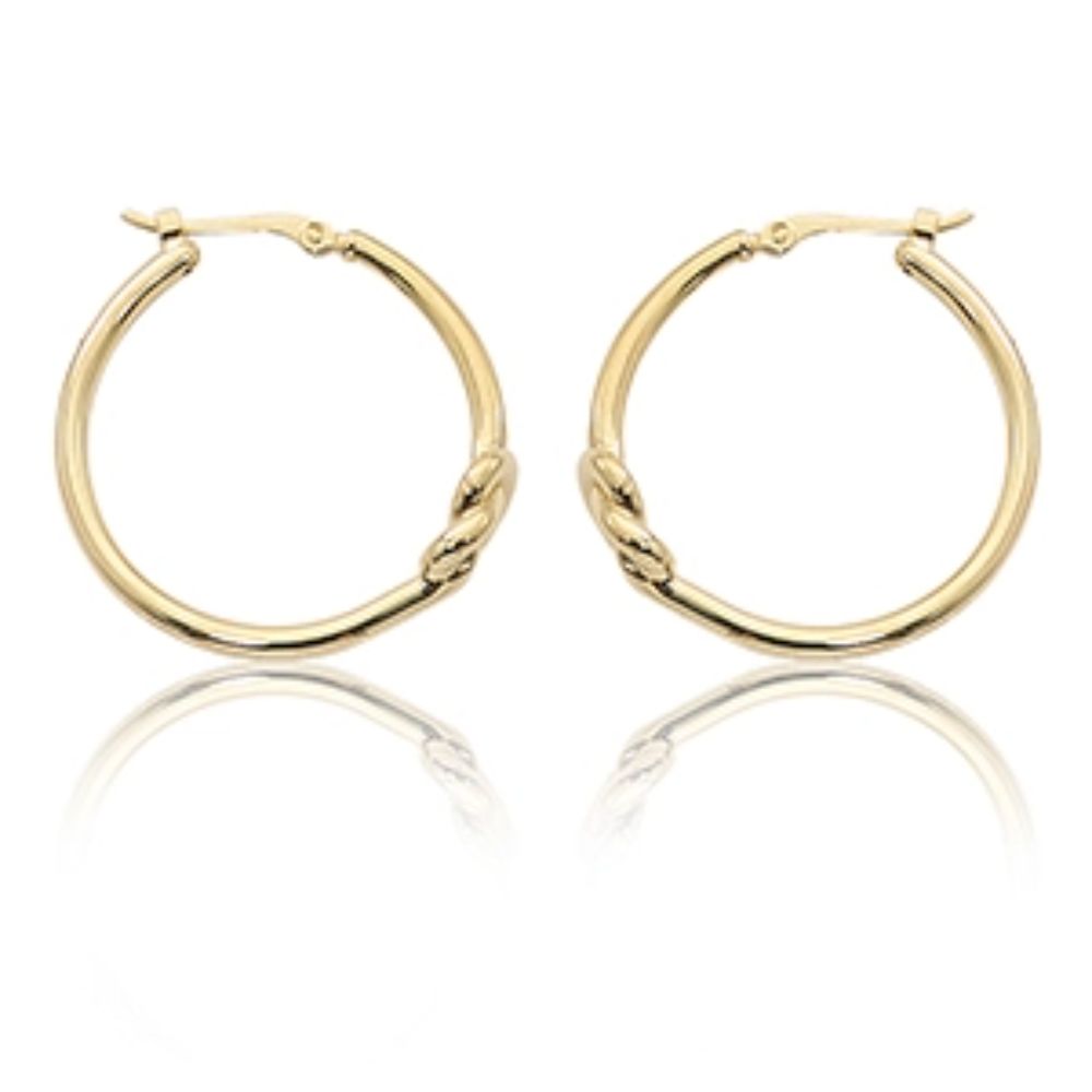 Stylish 14k Solid Yellow Gold Knot Hoop Earrings for a Chic Look