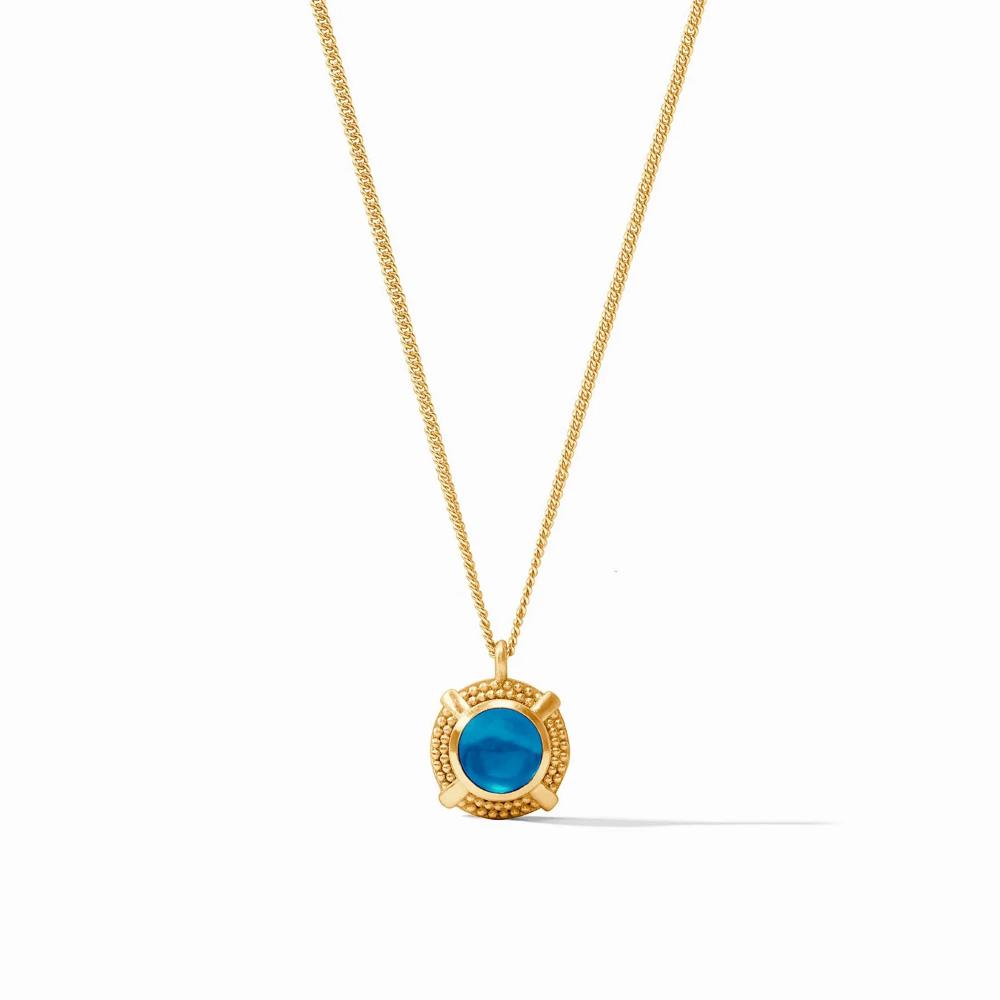 Julie Vos Adjustable 24K Gold Plated Cabochon Solitaire Necklace
