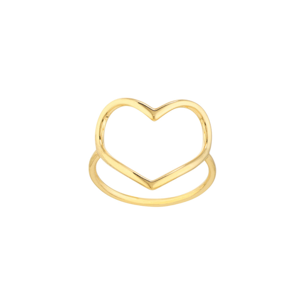 14k Yellow Gold Elegant Open Heart Ring - Perfect for Flawless Look