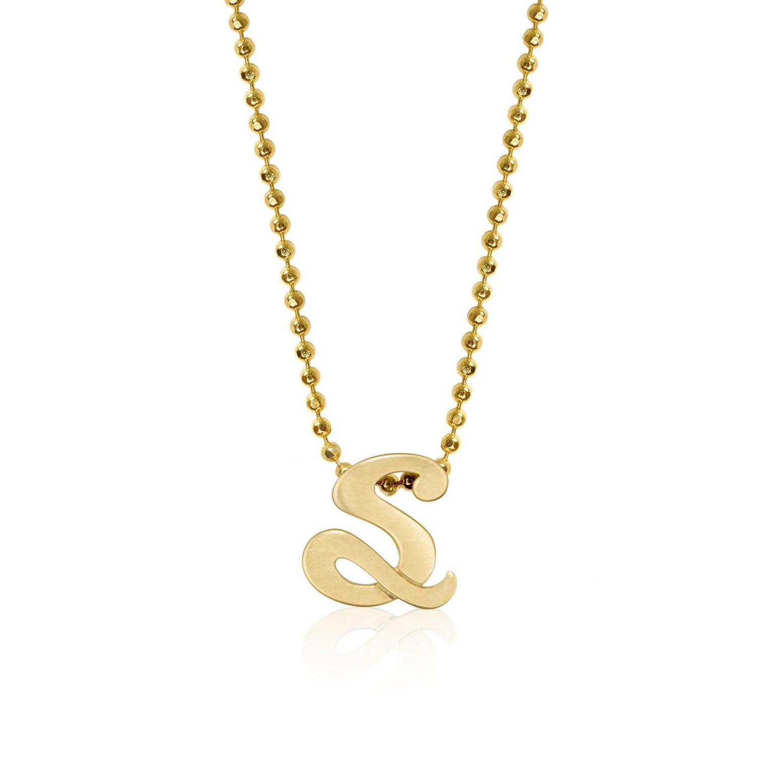 14k Yellow Gold Alex Woo Little Autograph Letter Pendant for Signature Style Jewelry