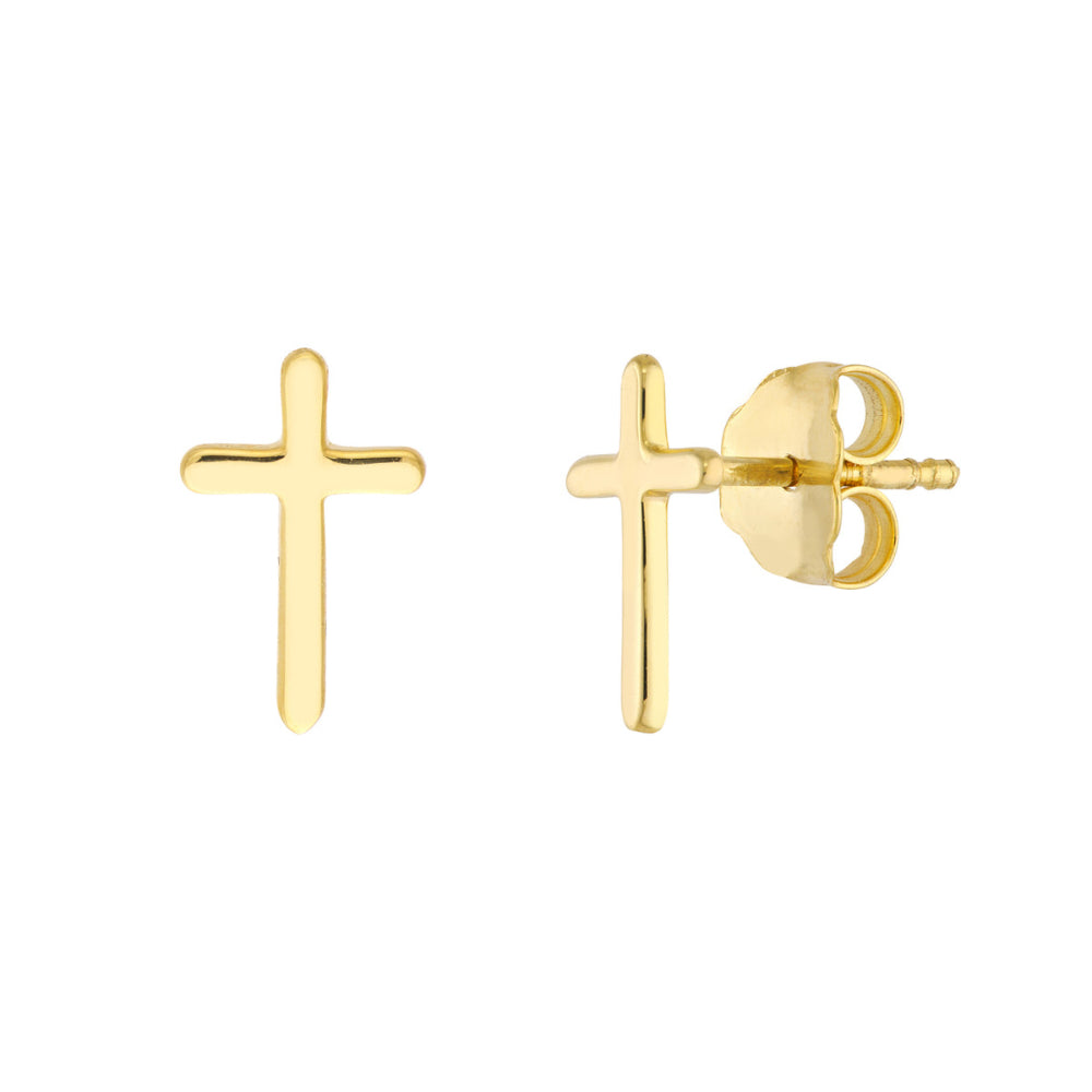 Exquisite 14k Gold Cross Design Stud Earrings for Fashionable Accessories