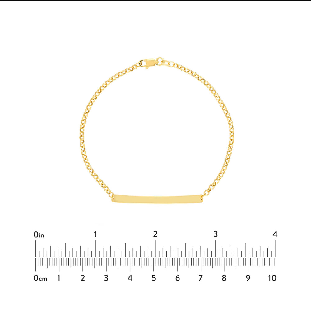Engravable 14k Gold Identification Rolo Chain Bracelet for a Timeless Look