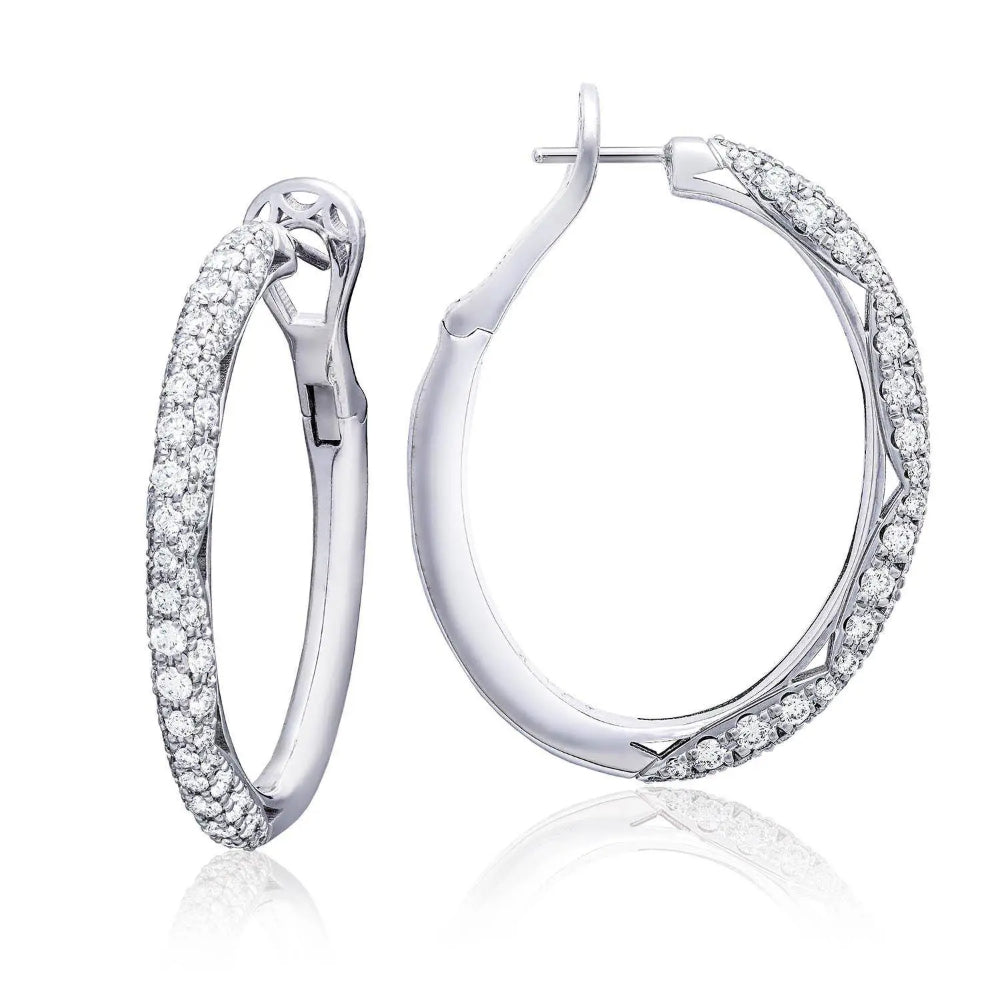 Tacori 18k Gold Oval-Shaped Diamond Hoop Earrings for Women's Adornment