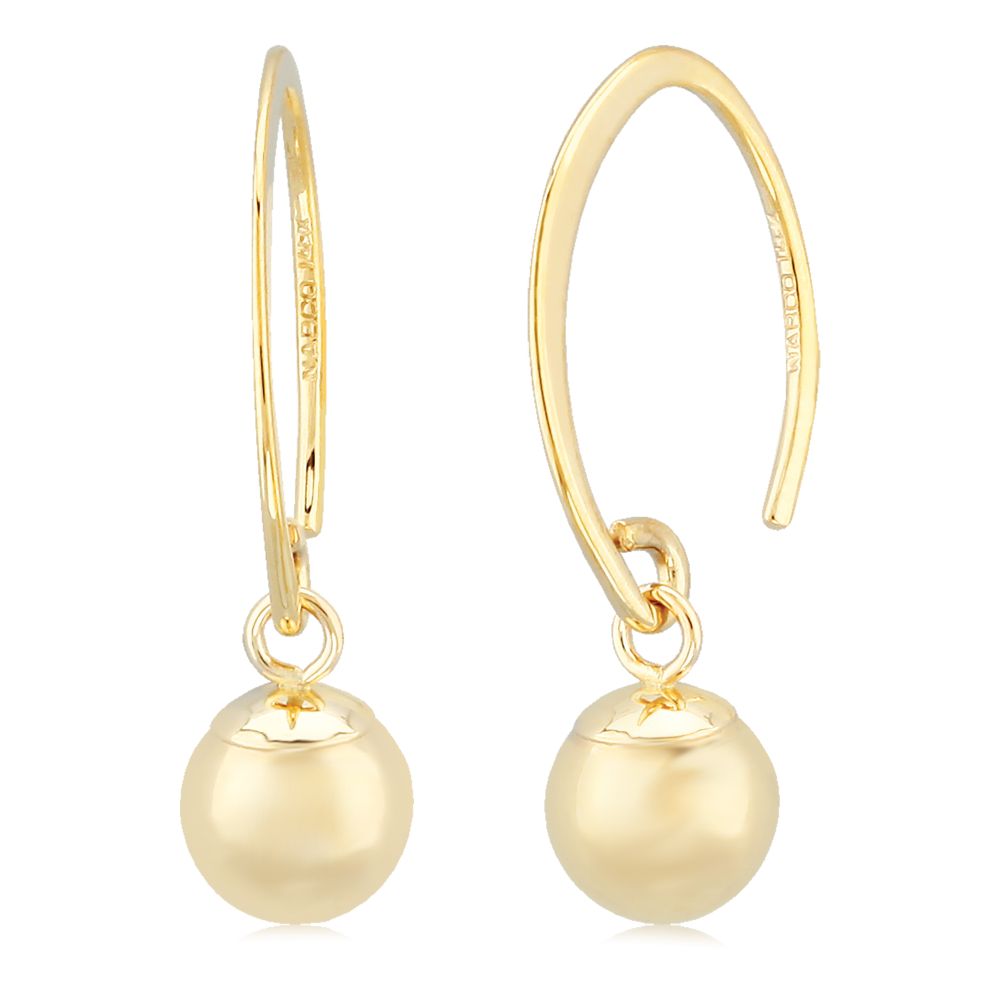 Exquisite 14k Gold Mini Sweeping Bead Stud Earrings for Women