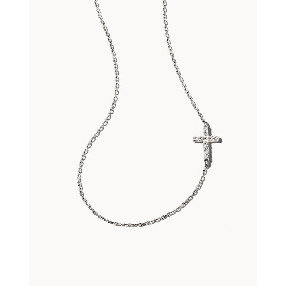 14k Gold Strand Cross Necklace with White Diamond, a Timeless Keepsake