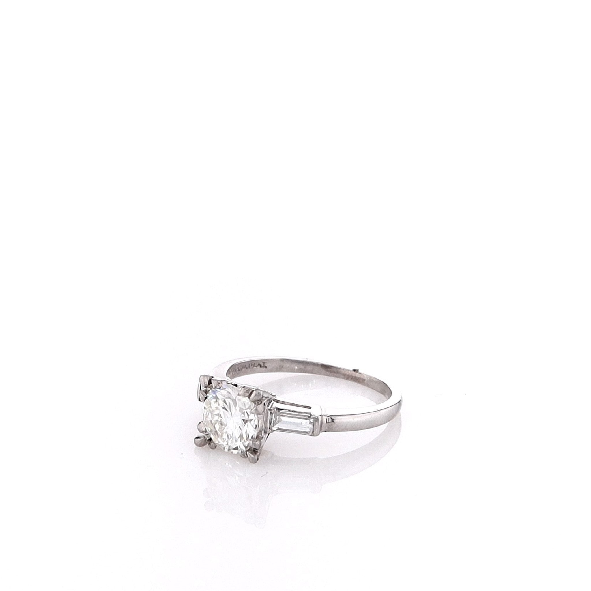 Platinum Estate 3 - Across Transitional Round Brilliant Cut Diamond Engagement Ring with a 0.90 - carat Center Stone