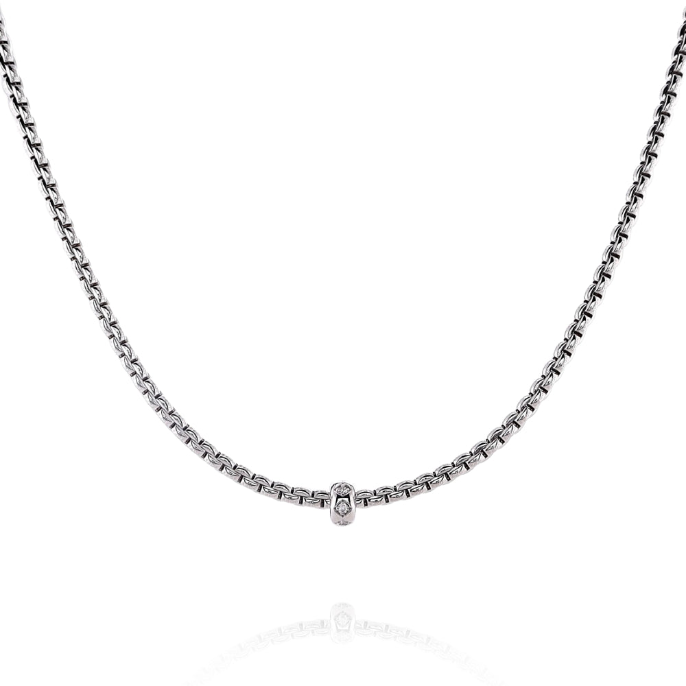 18k White Gold 17-Inch Diamond Necklace by Fope with Pave Setting