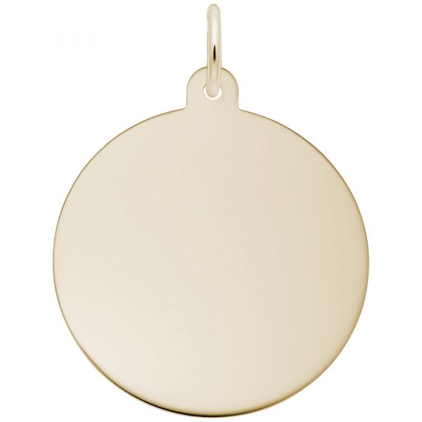 Large 14k Gold Round Engravable Disc Charm for Milestones
