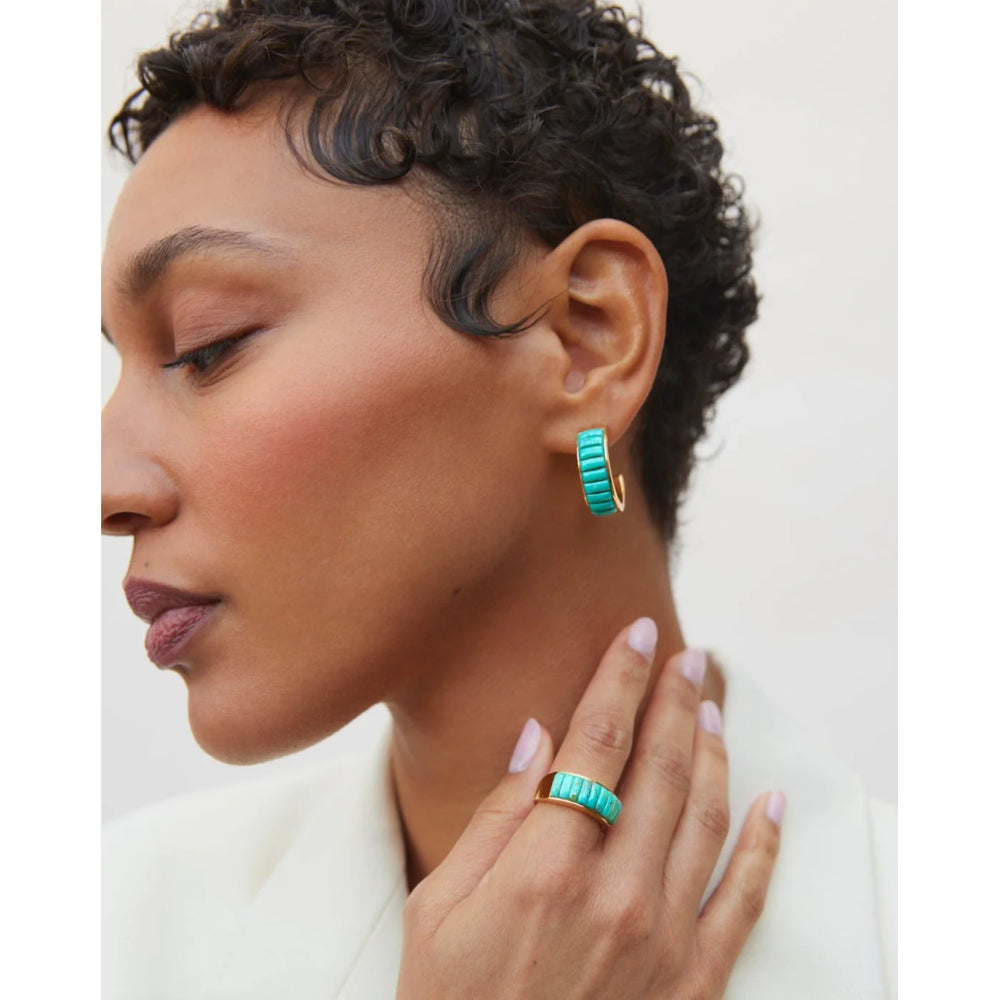 Anna Beck Turquoise Multi - Stone Rectangular Bold Hoop Earrings