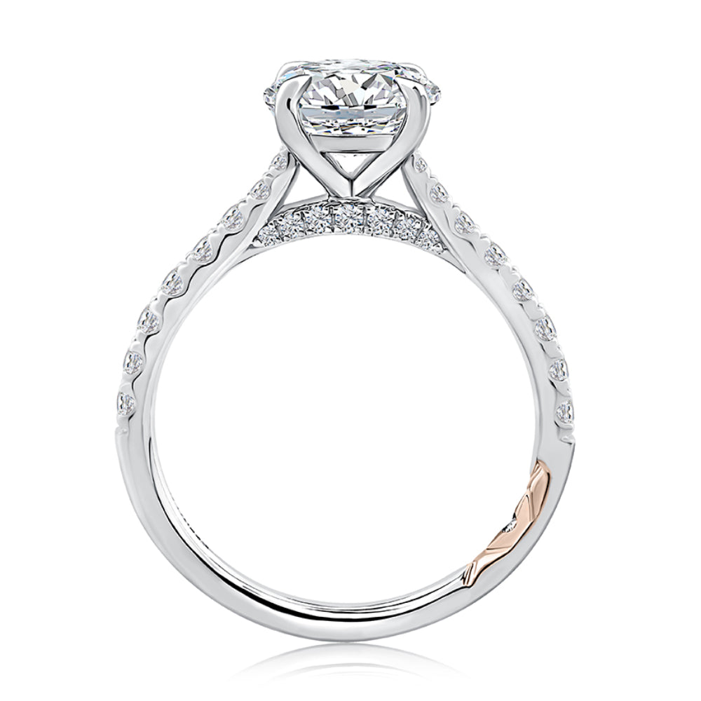 A. Jaffe Round Center Diamond Engagement Ring with Hidden Pave and Halfway Pave Band