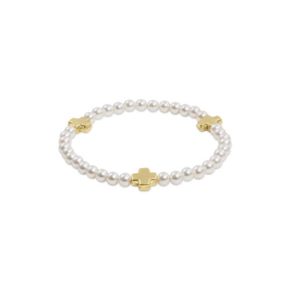 enewton 7.25-Inch Signature Cross Pearl Pattern 4mm Beaded Bracelet