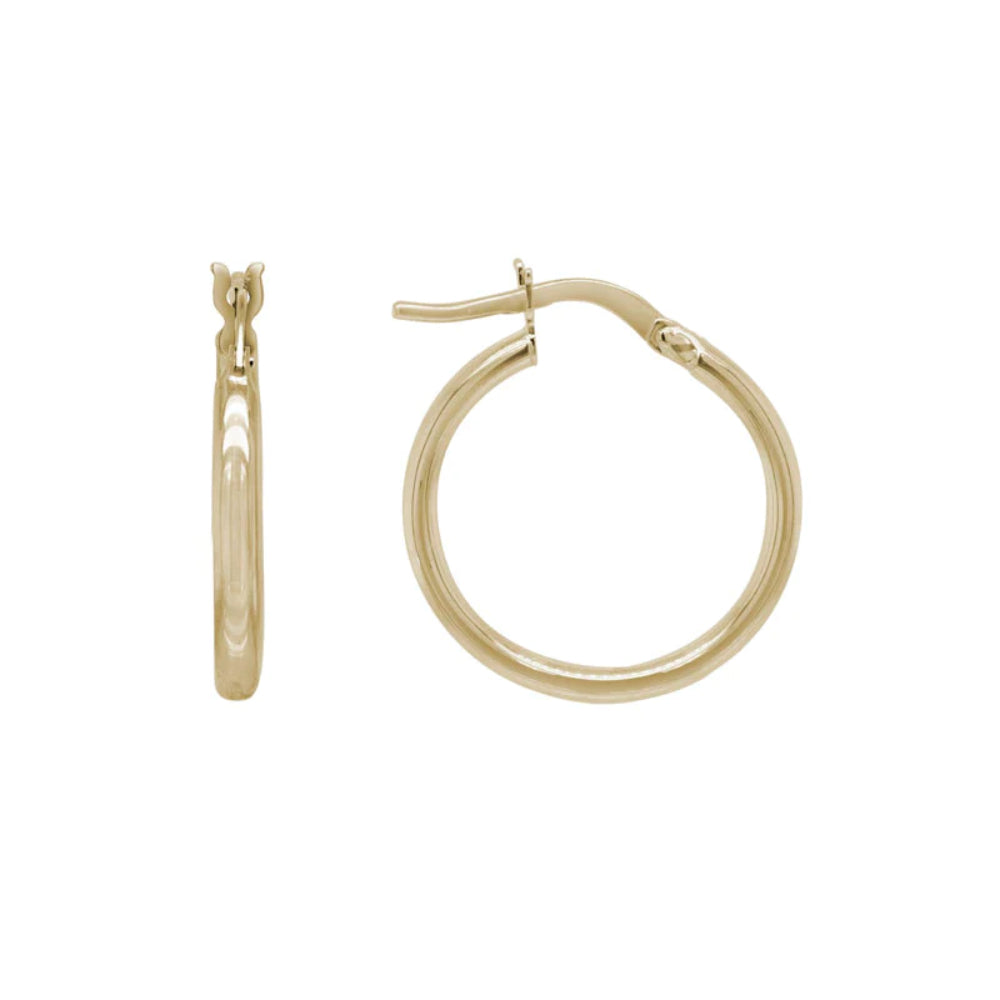 Stylish 14k Gold 15mm Circular Hoop Earrings for Fashionable Wear