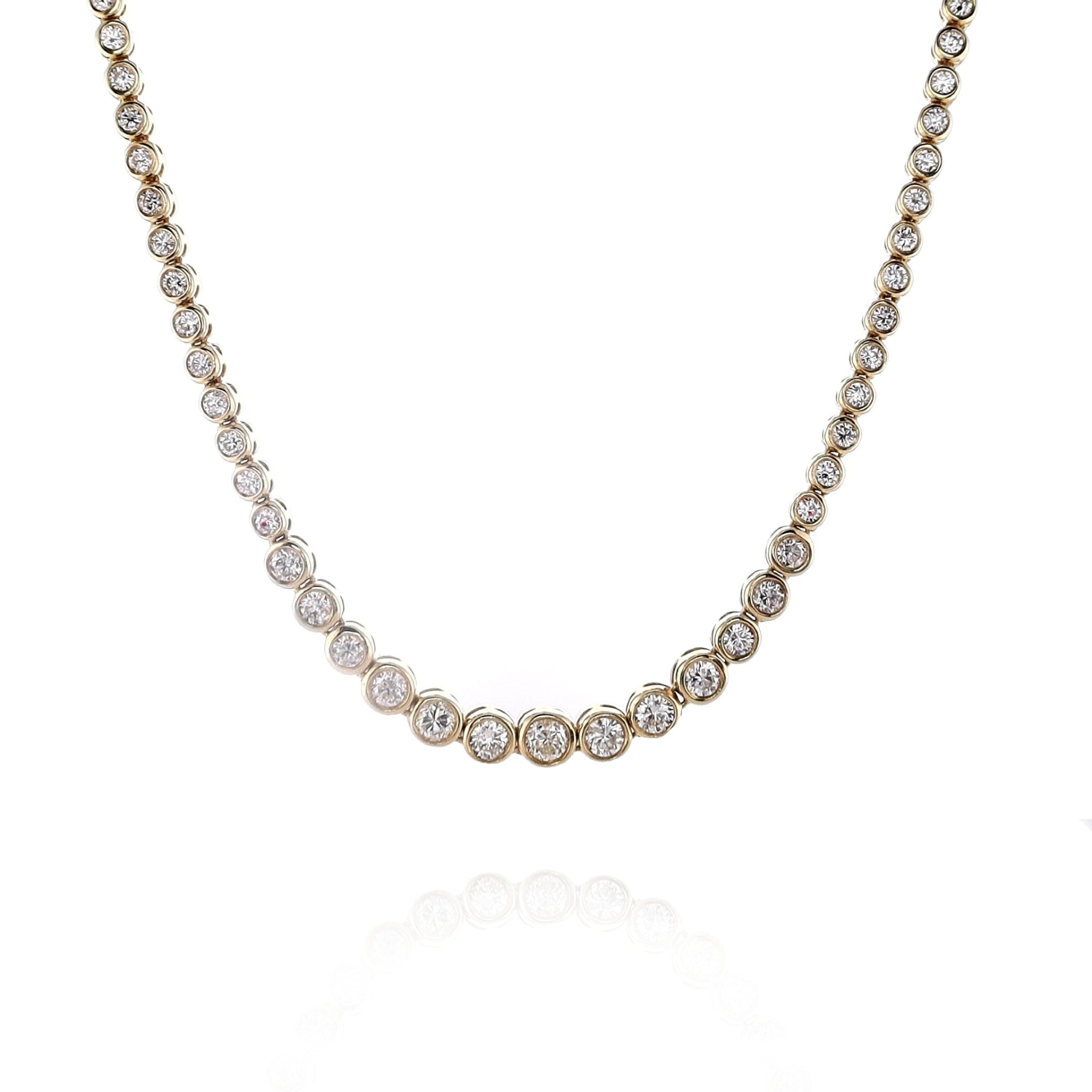 Exquisite 14k Yellow Gold Graduated 16.5-inch Diamond Riviera Necklace
