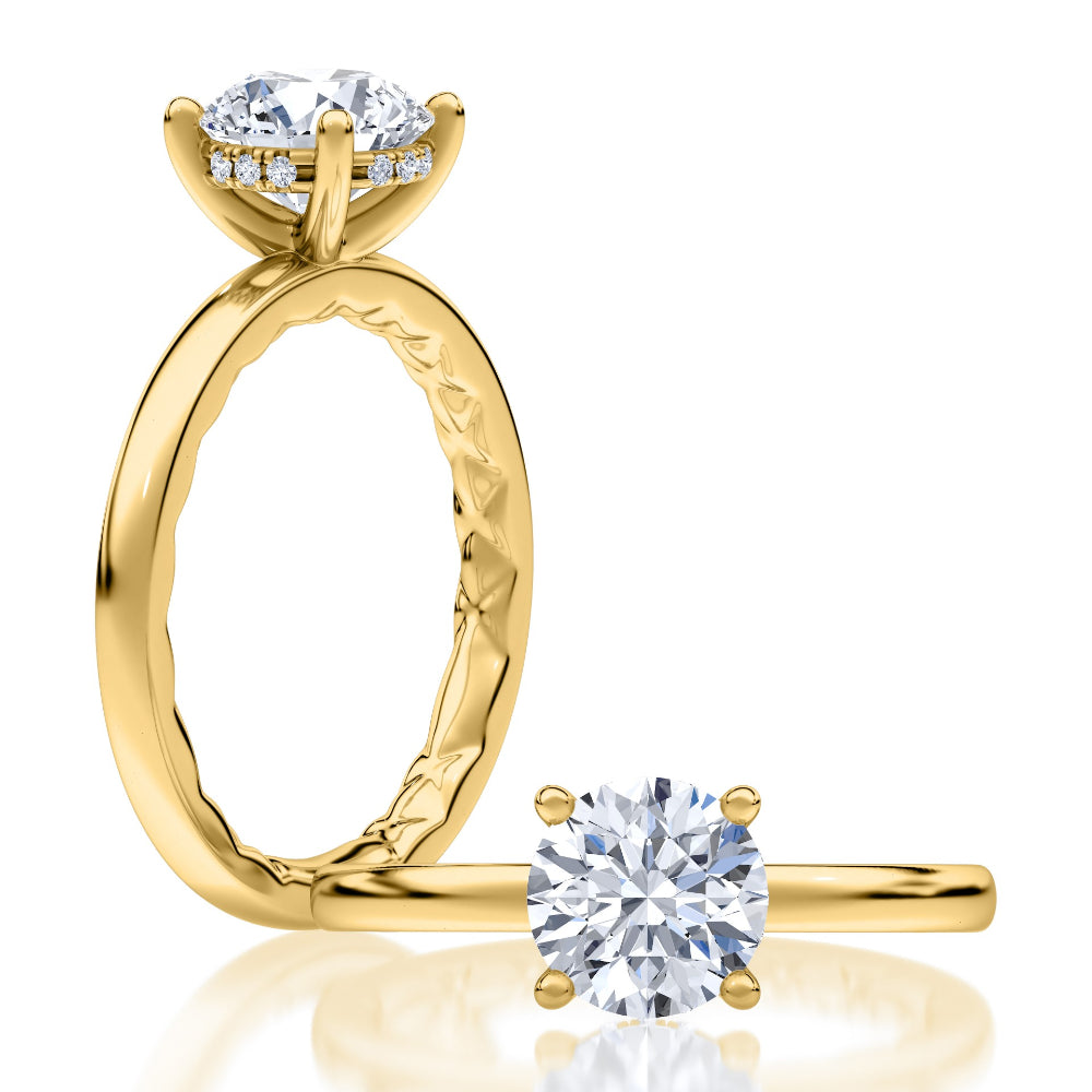 A. Jaffe Round Diamond Solitaire Engagement Ring with Concealed Halo