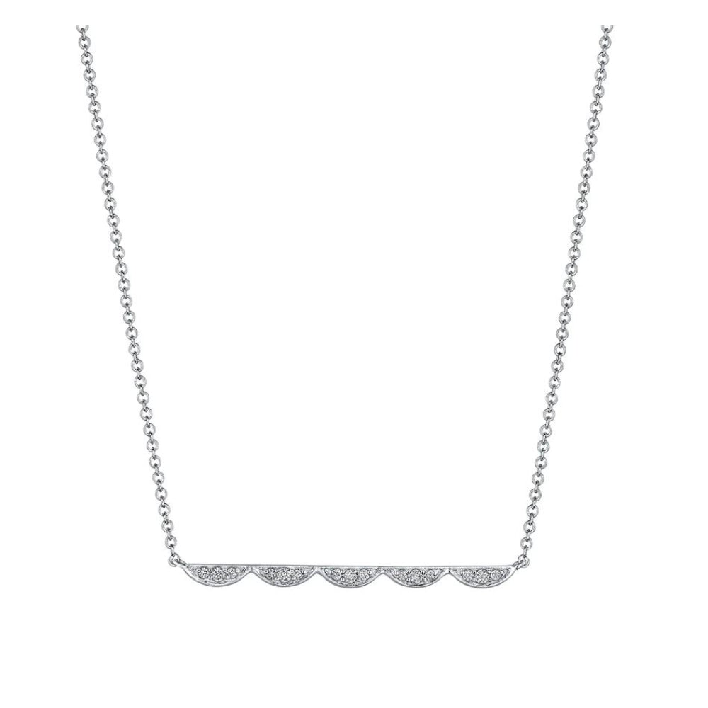 Tacori 14k White Gold Closed Crescent Diamond Bar Necklace