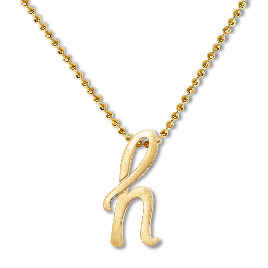14k Yellow Gold Alex Woo Little Autograph Letter Pendant for Signature Style Jewelry