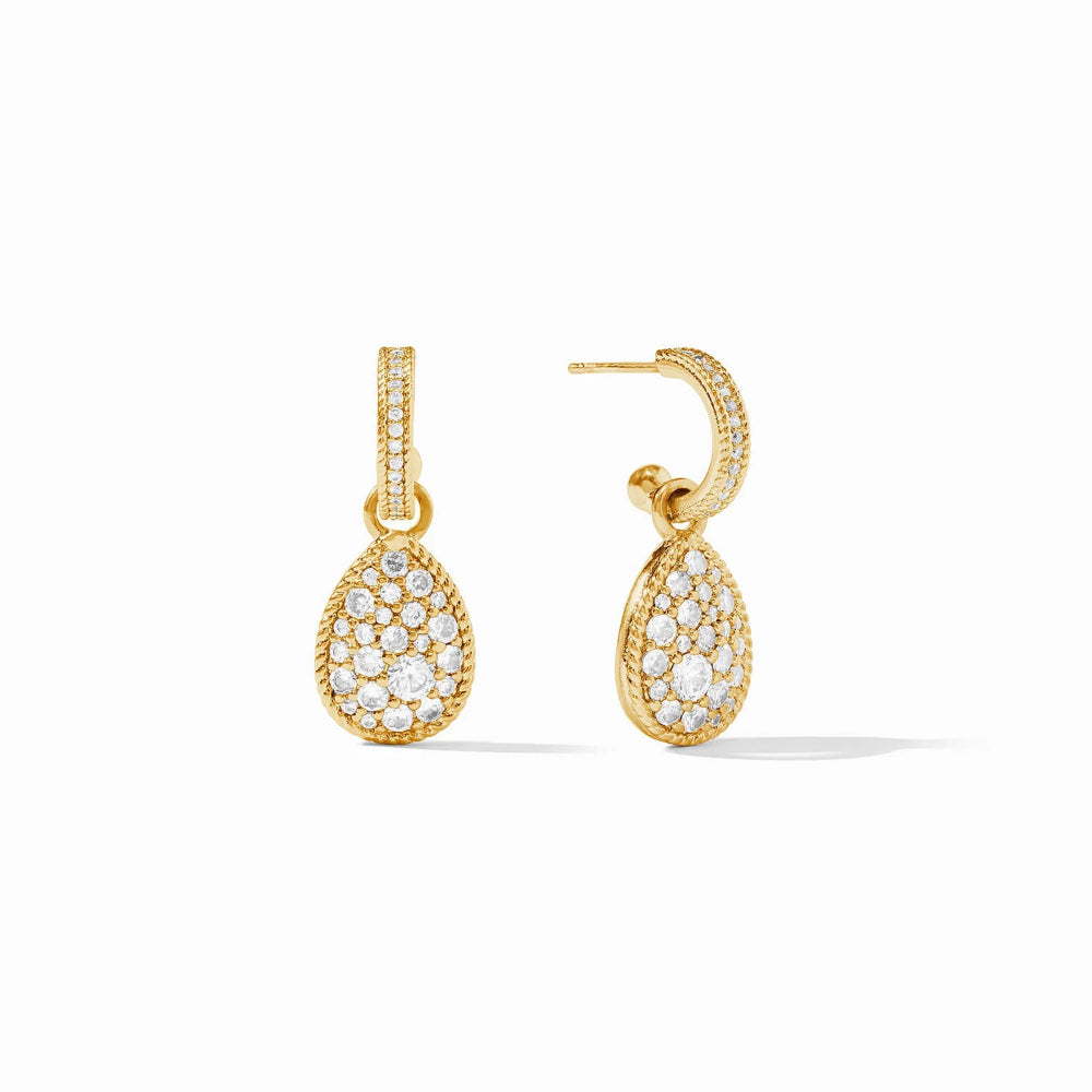 Julie Vos 24K Gold Plated Luna Teardrop Hoop & Removable Charm Earrings