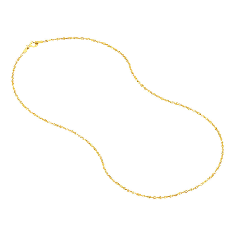18-Inch 14k Yellow Gold Lightweight Singapore Chain Necklace