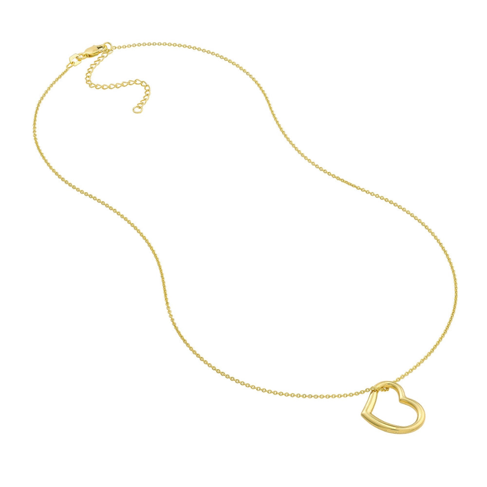 Exquisite 14k Gold Adjustable Open Heart Pendant Necklace for Your Wardrobe