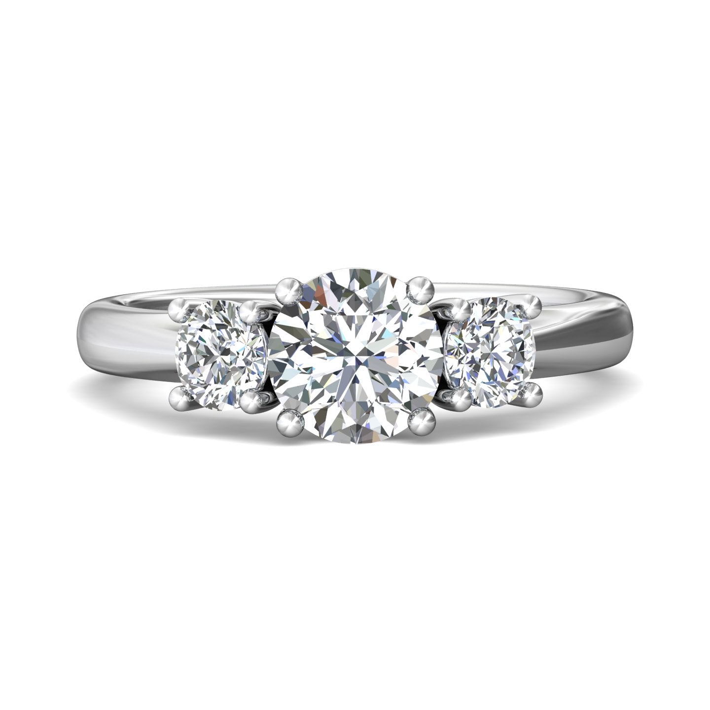 14k White Gold FlyerFit Three-Stone Engagement Ring with 0.52ct Side Diamonds