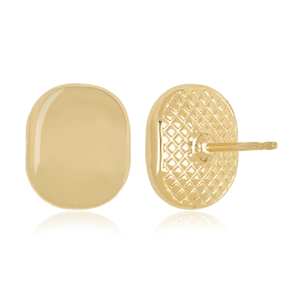14k Yellow Gold Elegant Soft Oval Stud Earrings for Women's Jewelry