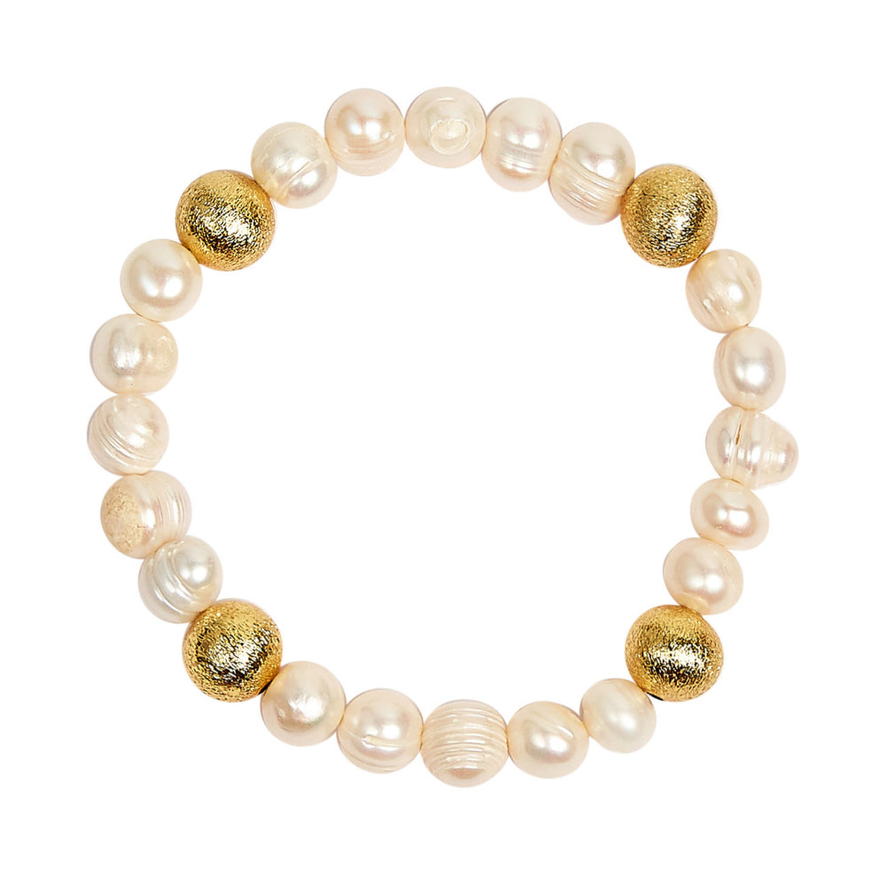 Lisi Lerch Georgia Style Freshwater Pearl and Gold-Tone Beaded Fashion Bracelet with 10mm Pearls