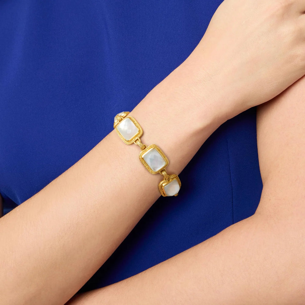 Julie Vos Adjustable Cheval Stone Bracelet with 24k Gold Plate