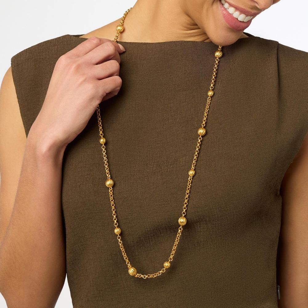 Julie Vos Golden Fluted Cirque Station Hammered Necklace