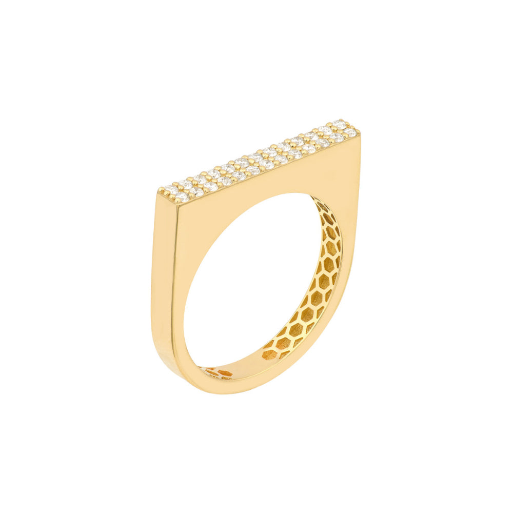 14k Gold Bar Ring Adorned with 1/4tcw Diamonds for a Glamorous Look