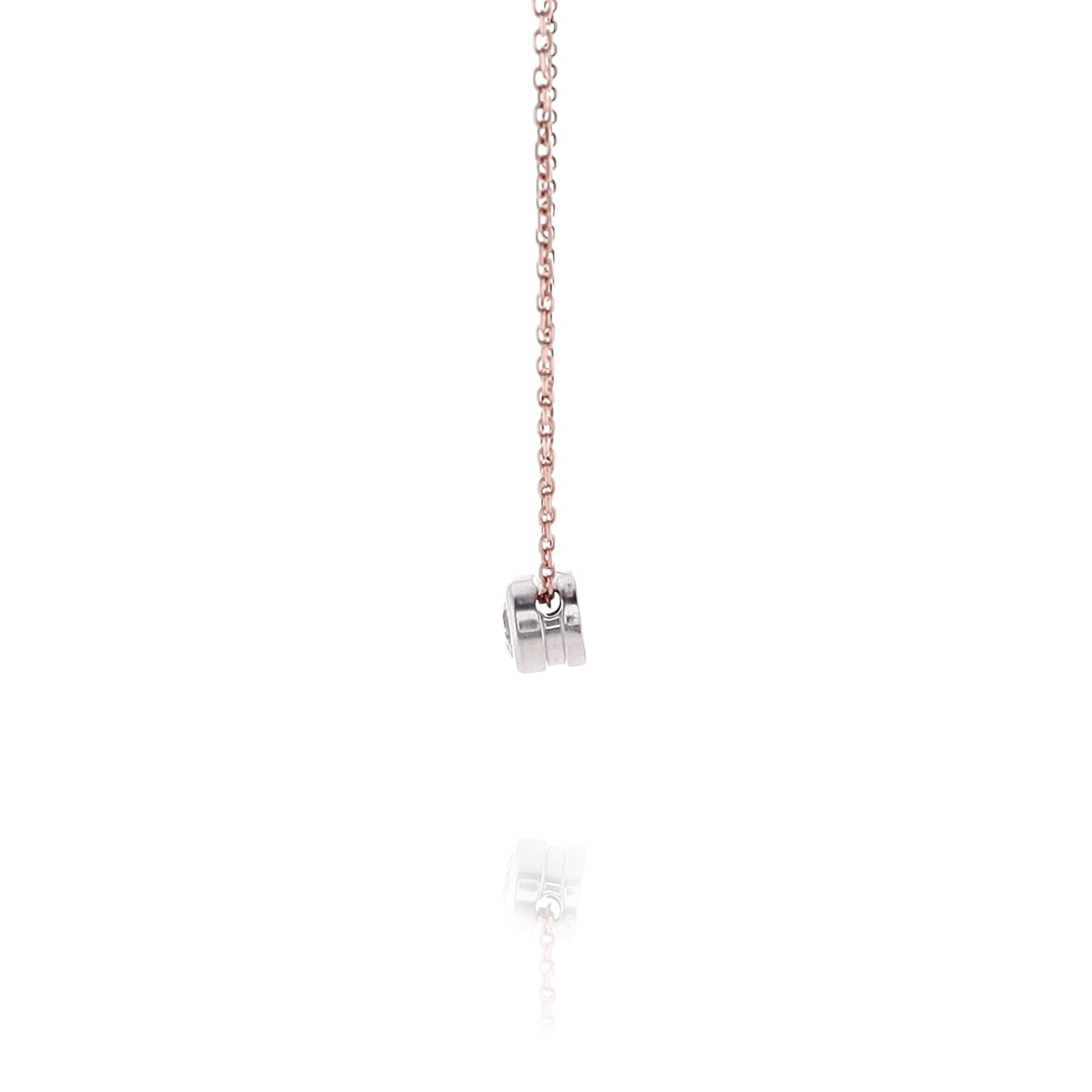 Exquisite 14 Karat Two-Tone Estate White Gold Solitaire Donut Diamond Pendant with Adjustable Rose Gold Chain Necklace
