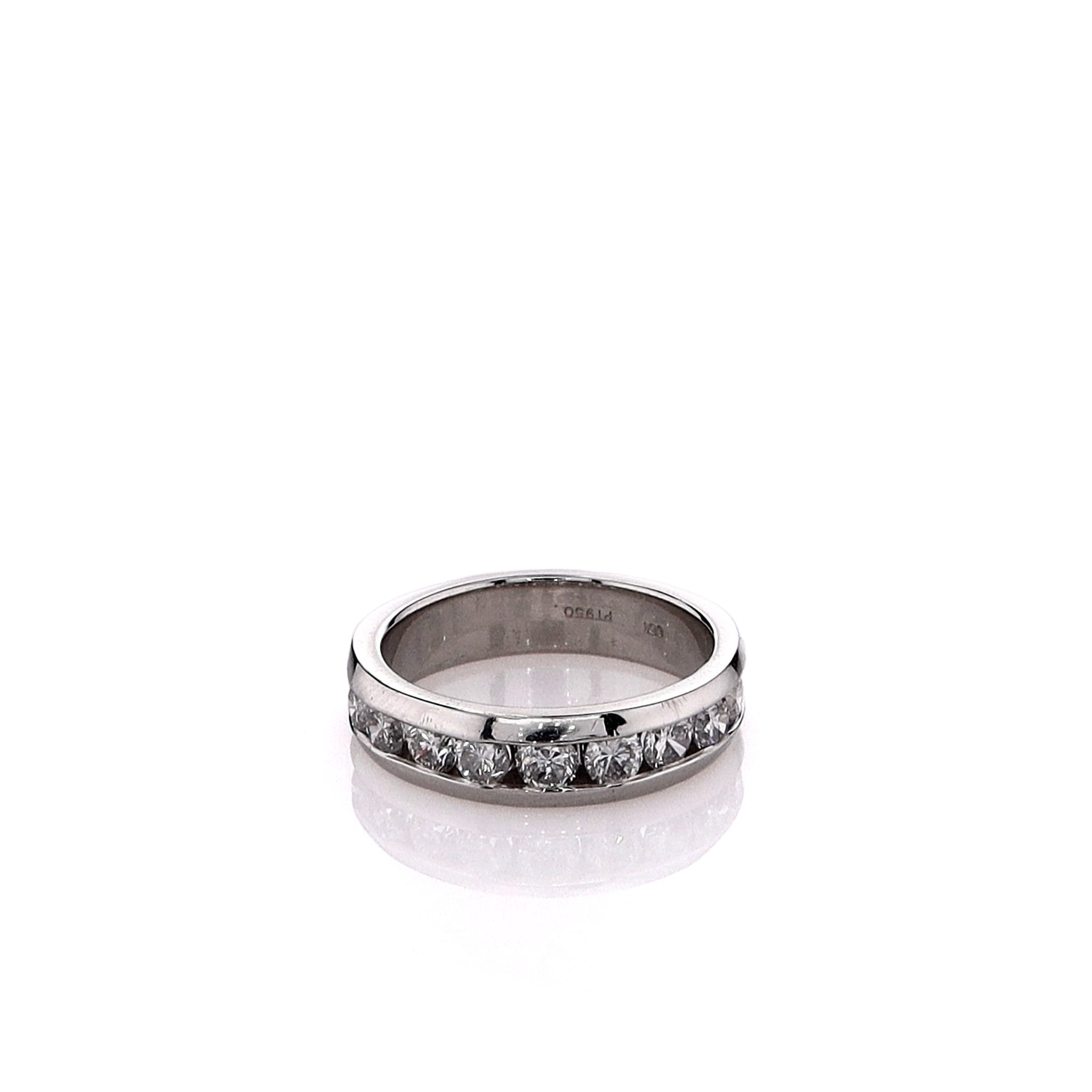 Platinum 9-Channel Set Diamond Wedding Band for Elegant Estates