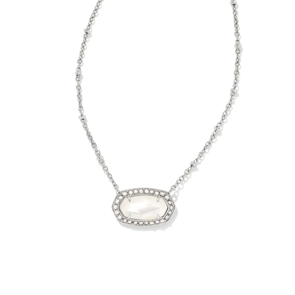 Kendra Scott Rhodium-Plated Ivory Mother-of-Pearl Beaded Elisa Pendant Necklace