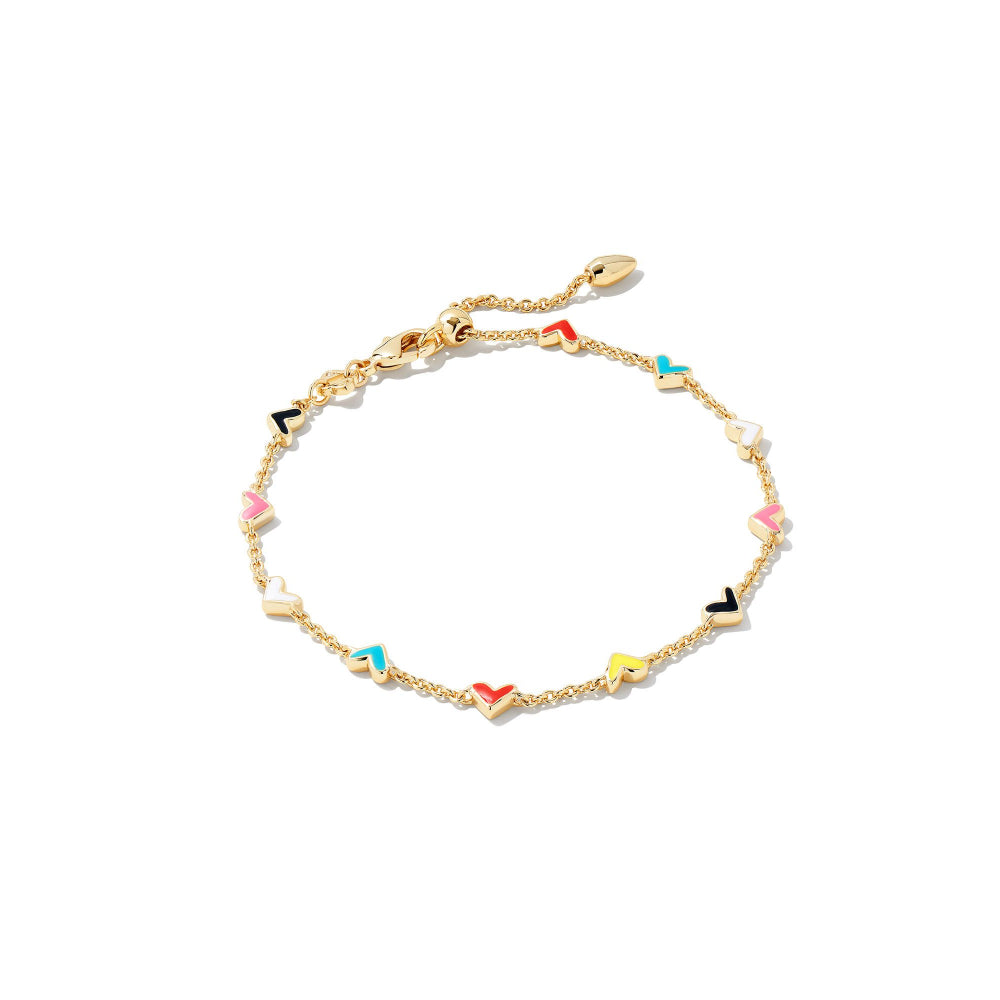 Kendra Scott Gold Multi Mix Haven Heart Delicate Chain Bracelet