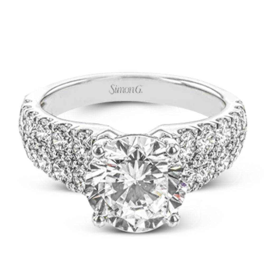 Simon G. 18k White Gold Round-Cut Diamond Engagement Ring with 1.46 Carats