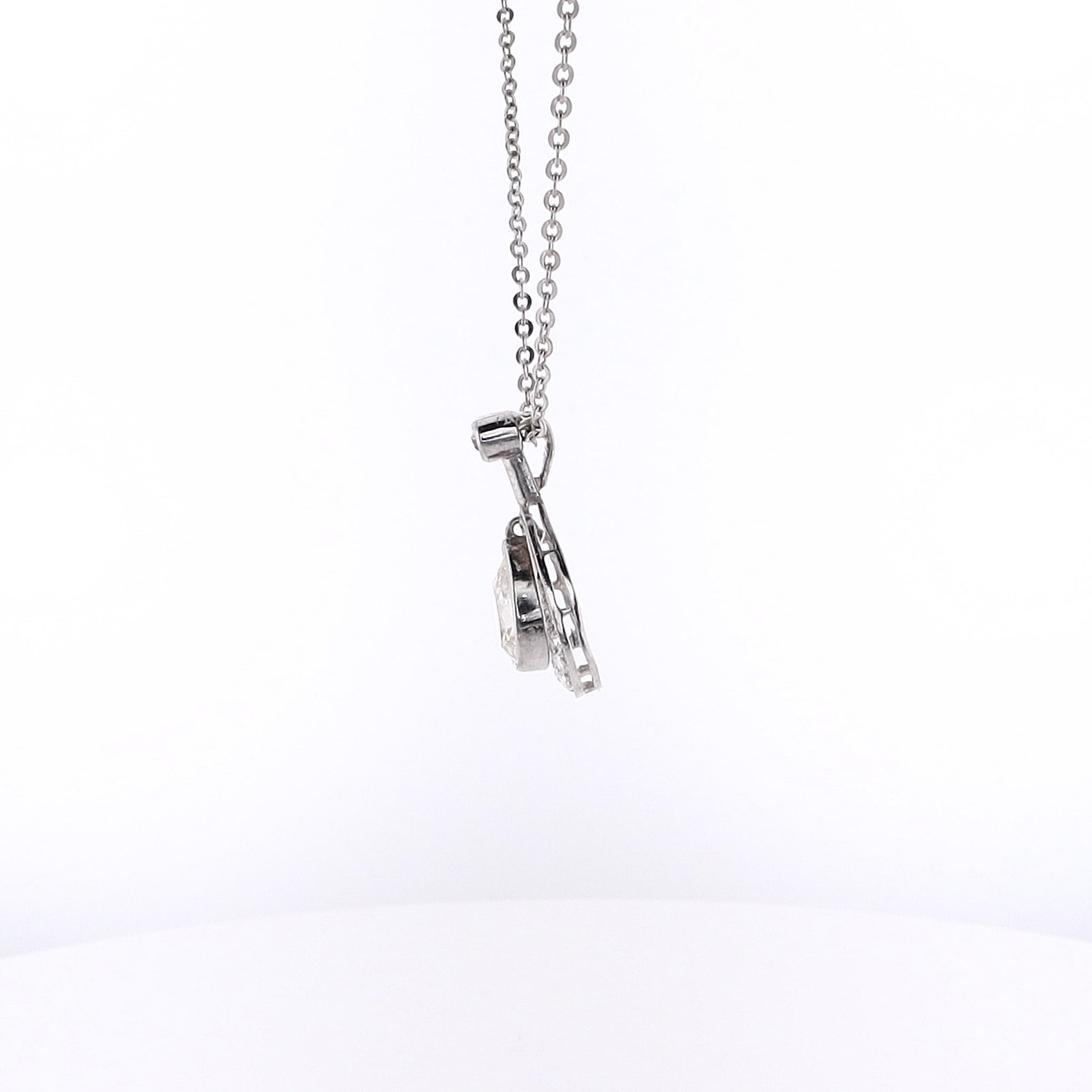 Estate 14K White Gold and Platinum Diamond Pendant with Cable Chain