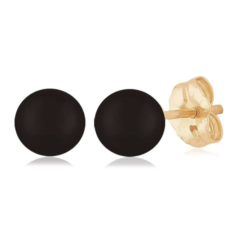 Gorgeous 14k Gold Onyx Ball Stud Earrings with Friction Backs