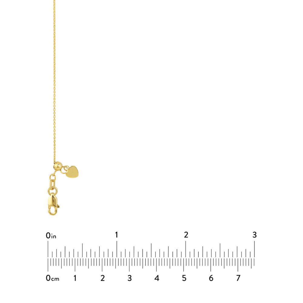 14k Yellow Gold Adjustable 22-Inch Cable Chain Necklace
