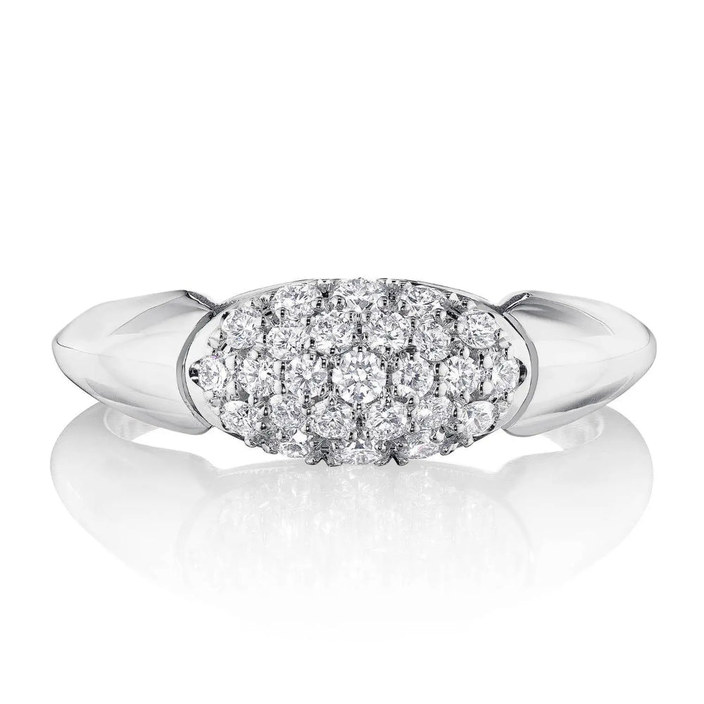 Tacori Petite 18k White Gold Crescent Eclipse Dome Ring with Diamonds