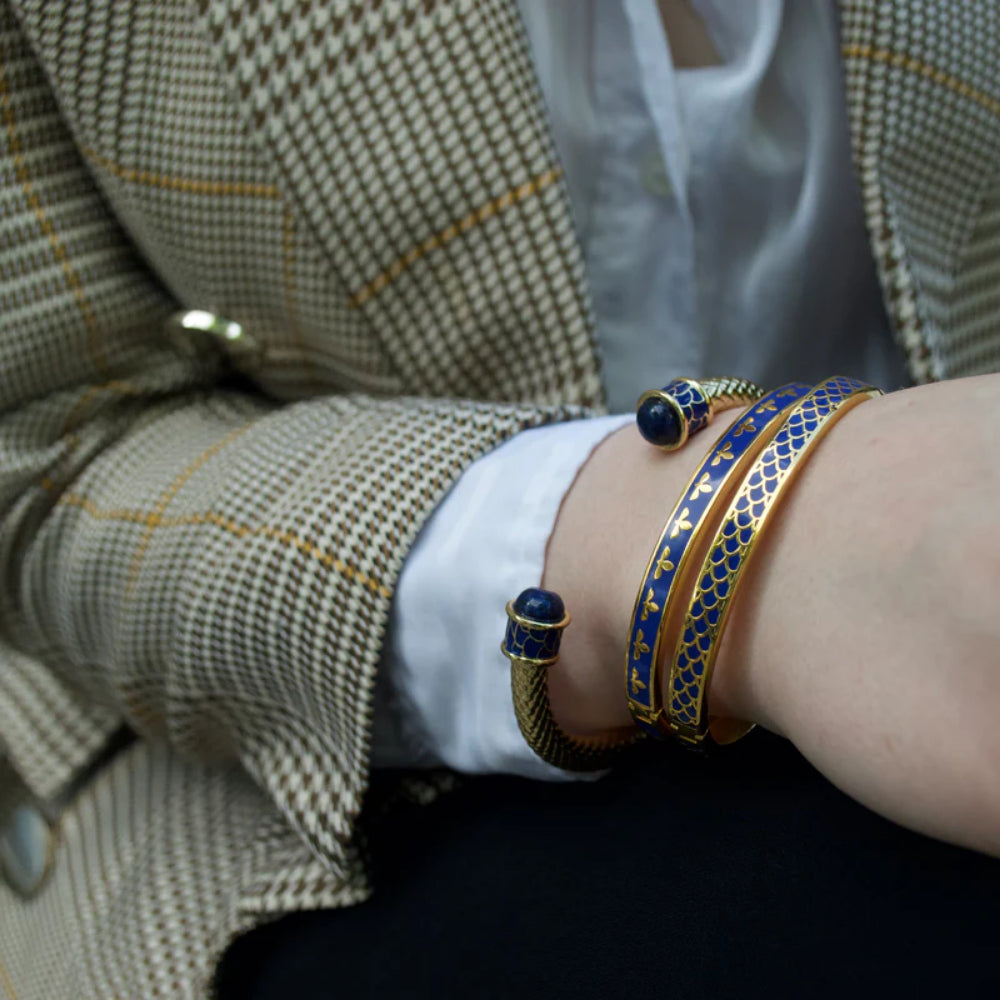 Halcyon Days Exquisite 18ct Gold - Plated Salamander Torque Bangle