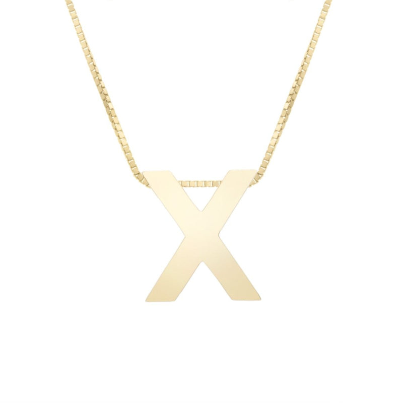 14K Gold Block Letter Initial Fashion Necklace - Available in ALL LETTERS