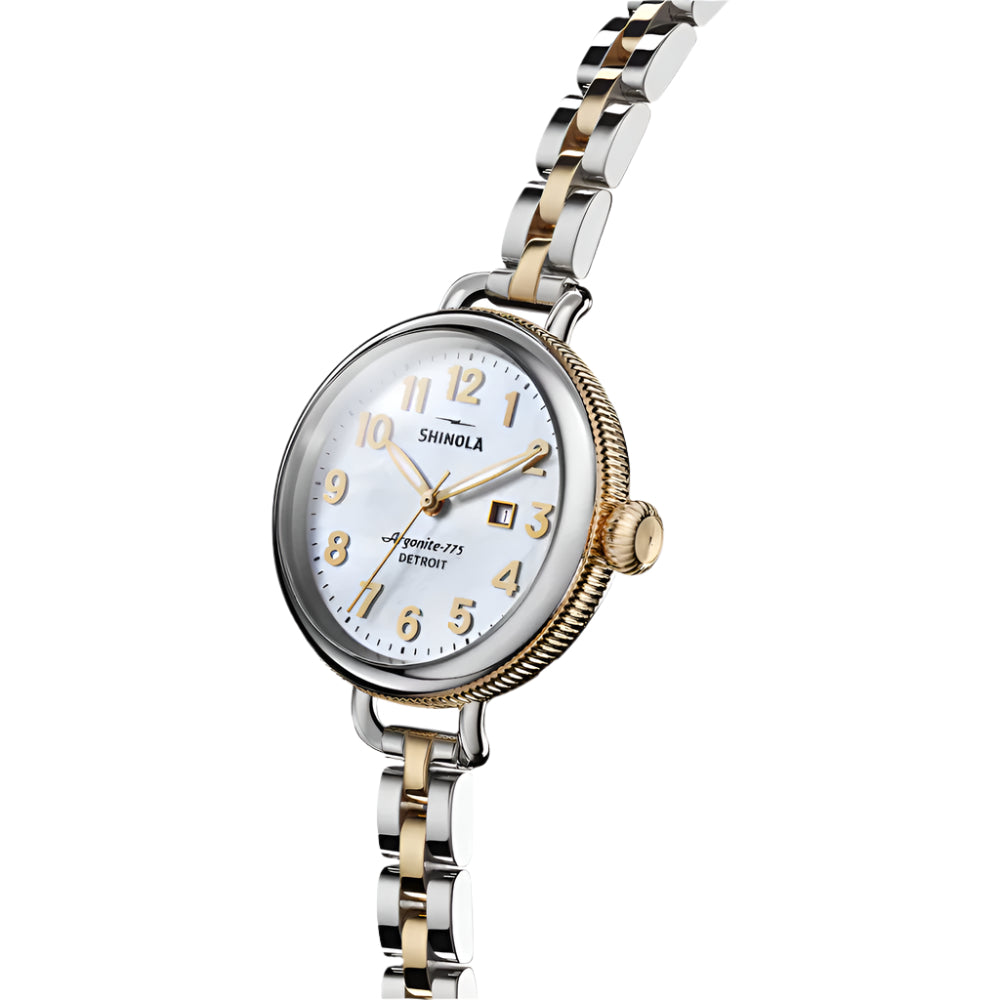 Shinola 34mm Two-Tone Quartz The Birdy Watch with Stylish Design