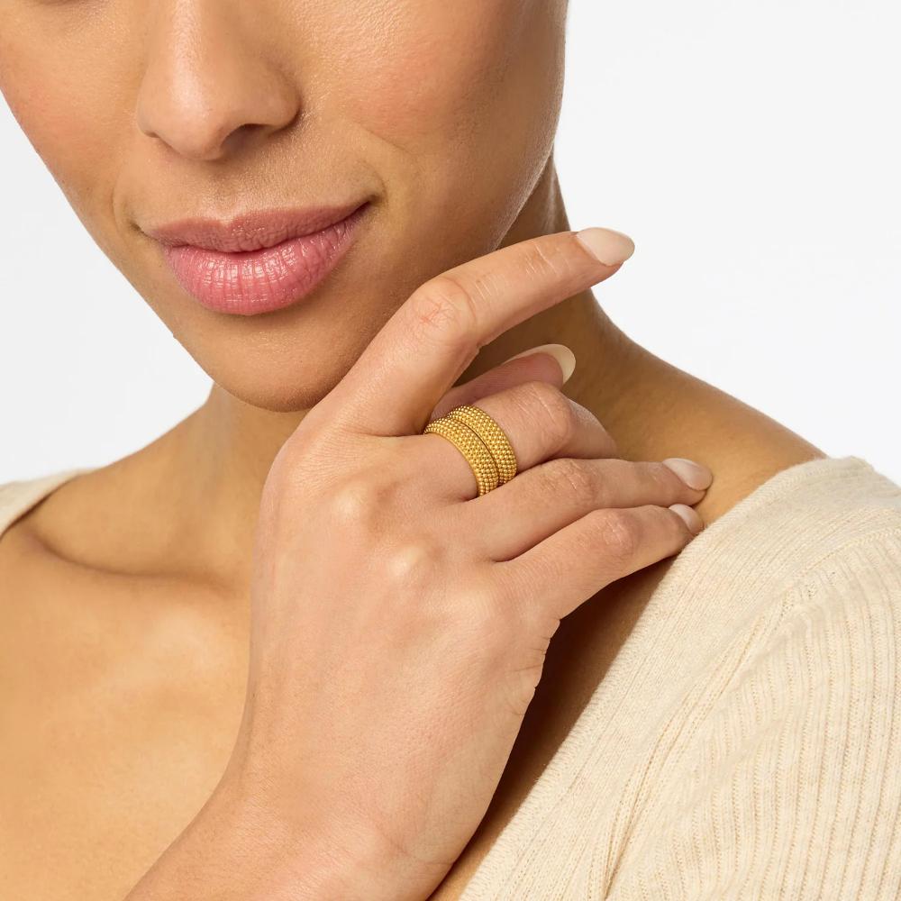 Julie Vos 24K Gold Plated Beaded Duet Ring Set