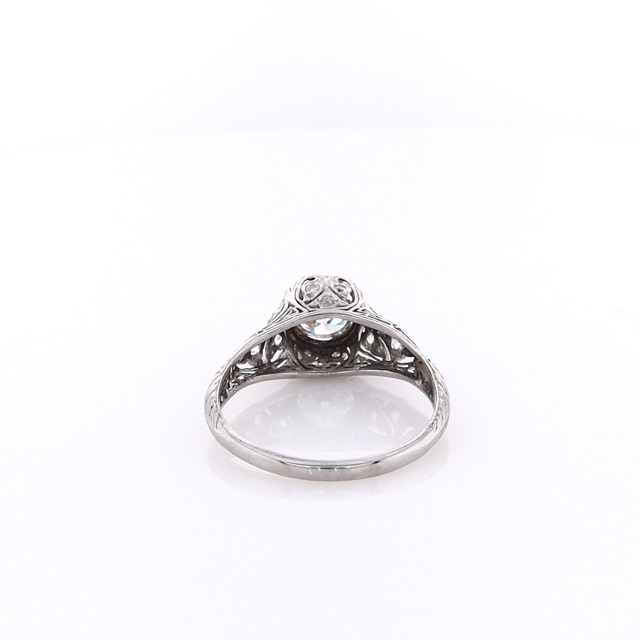 Estate Platinum Vintage Filigree Transitional Engagement Ring