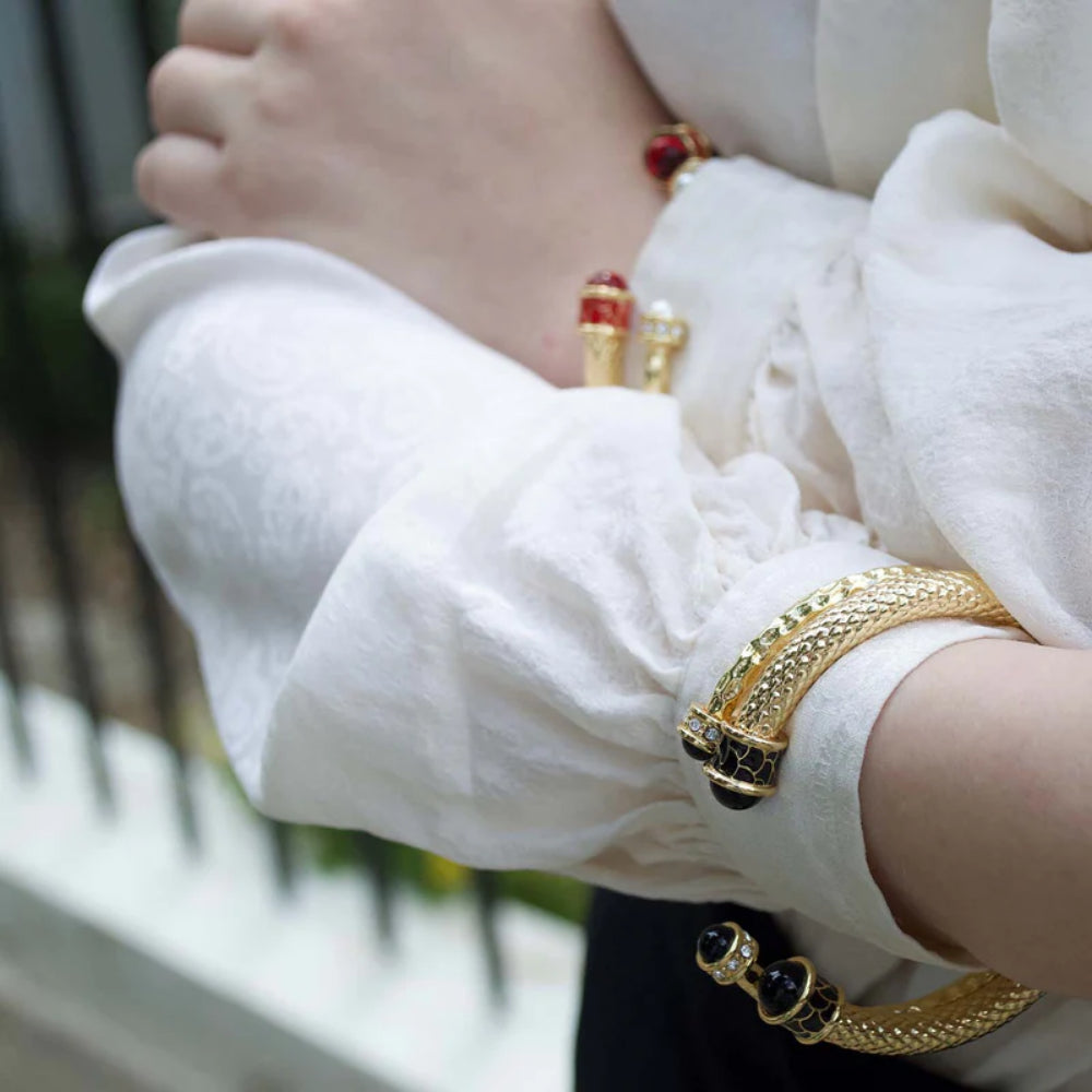 Halcyon Days Exquisite 18ct Gold - Plated Salamander Torque Bangle