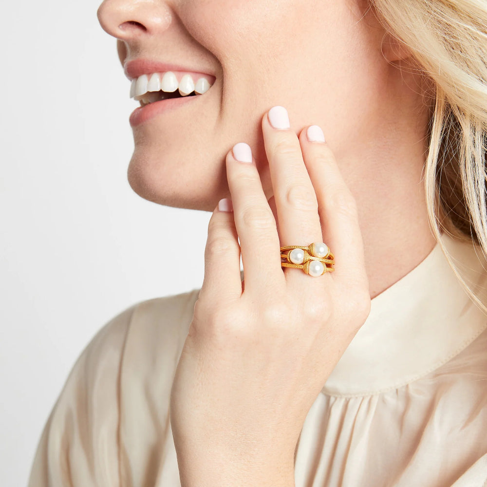 Julie Vos Calypso Trio Stackable Pearl Rings Set