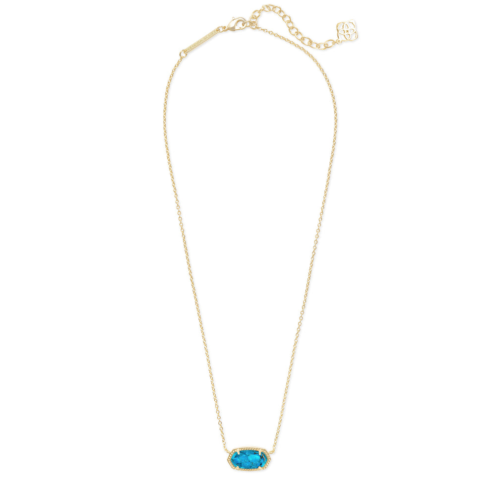 Kendra Scott's Exquisite Elisa Gold-Plated Pendant Necklace Featuring Bronze-Veined Turquoise Magnesite Stone